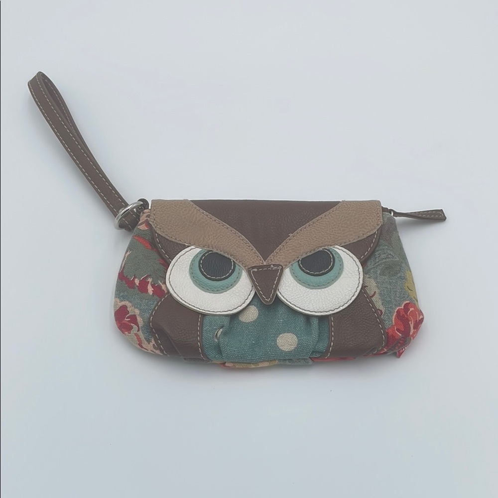 UNIONBAY Brown and Tan Owl Wristlet Clutch